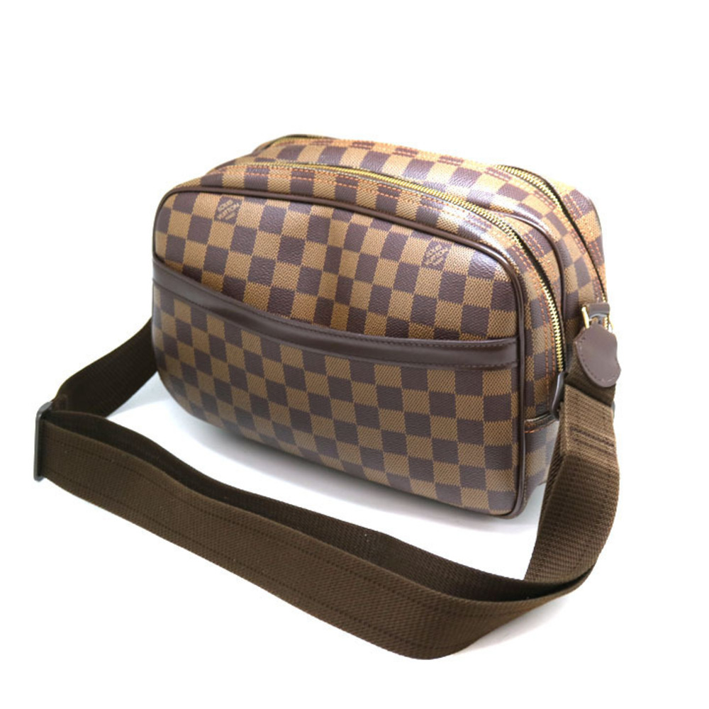LOUIS VUITTON Reporter Shoulder Bag Damier Canvas Ebene Brown